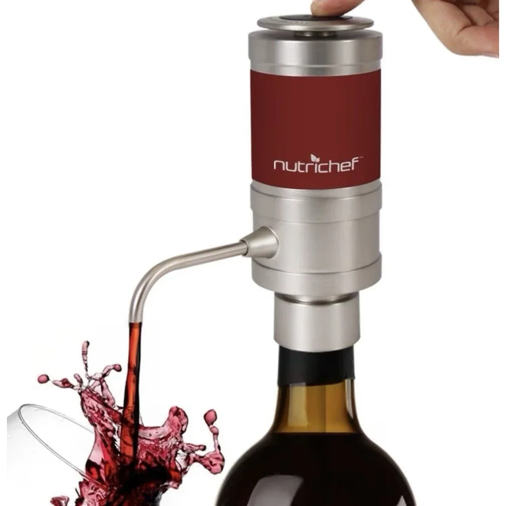 NutriChef Wine Dispenser Automatic Electric Wine Aerator Pourer Metal Dec. Spout